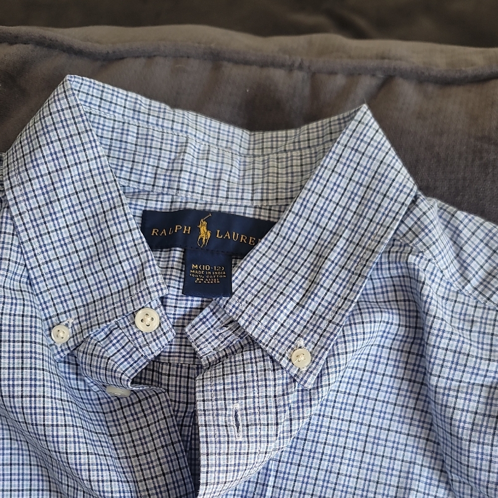 Ralph Lauren Boy's Navy and White Plaid Shirt